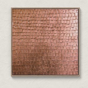 3D Copper Wall Art  Textured Metallic Painting on Canvas, Handmade Copper Leaf Artwork, Modern Abstract Home & Office Wall Decor