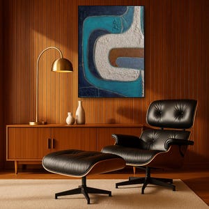 Extra Large Mid Century Modern Textured Canvas Wall Art