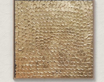 Gold Leaf Canvas Painting  Abstract Impasto Statement Wall Art