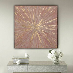 Abstract Gold Leaf Painting Pink Beige Textured Painting on Canvas Gold ...