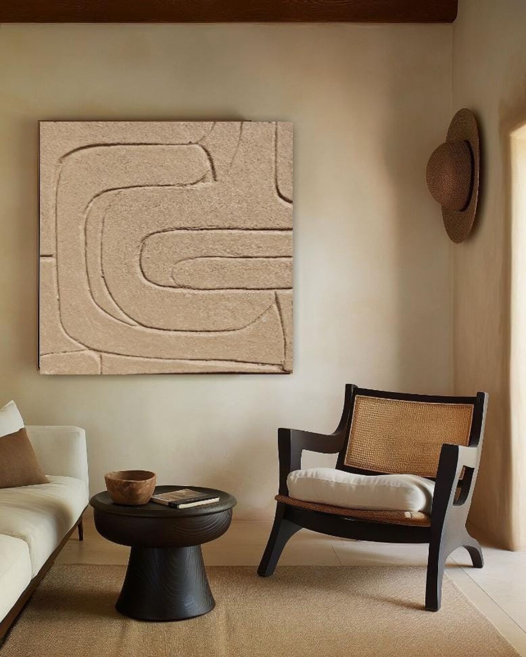 Large Wall Sculpture Wabi Sabi Painting Minimalist Wall Art Beige Wall ...