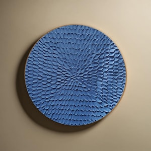 Handmade 3D Textured Navy Blue Round Canvas Wall Art
