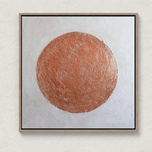Abstract  Copper painting Copper leaf Minimalist Artwork Textured  Wall Art  Livingroom wall art Circle Wall decor