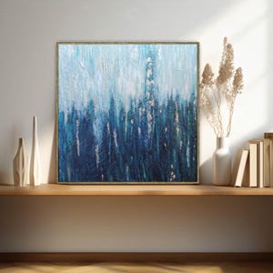 Navy Blue Abstract Texture Painting Modern Canvas Wall Art