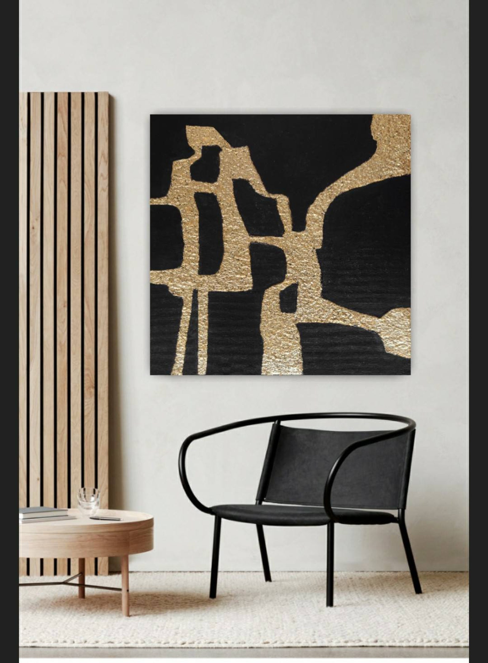 Large Gold Wall Art Black Gold Geometric Canvas Painting Gold Etsy