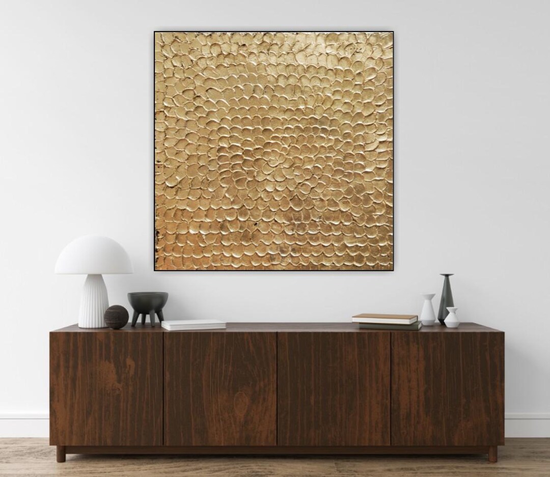 Abstract Gold Leaf Canvas 3D Textured Luxury Wall Art Modern Golden ...