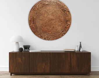 Textured Wabi Sabi Circle Wall Art Earth Tone 3d Canvas