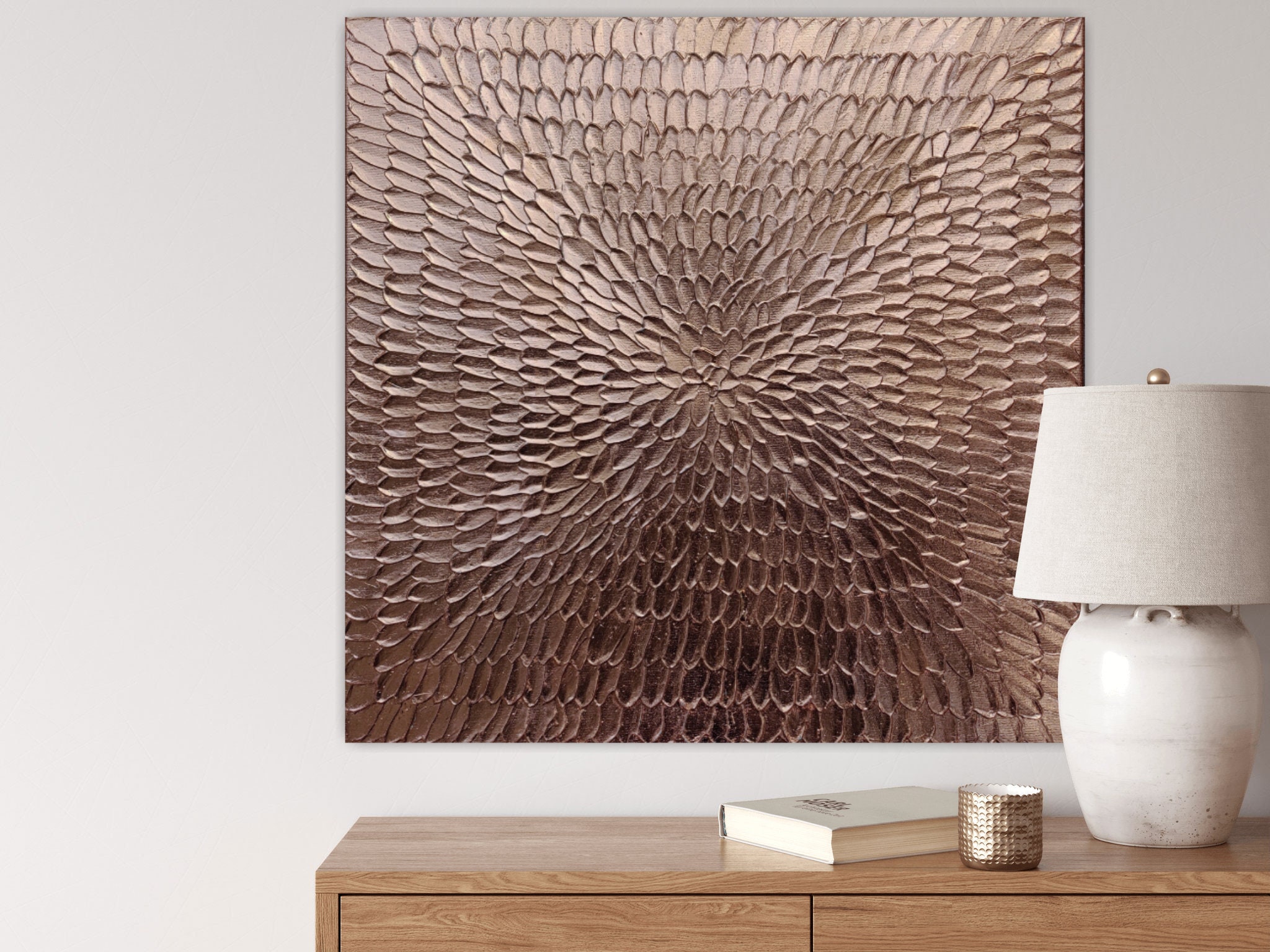 Original Copper Wall Art Large 3D Textured Abstract Canvas Painting - Etsy