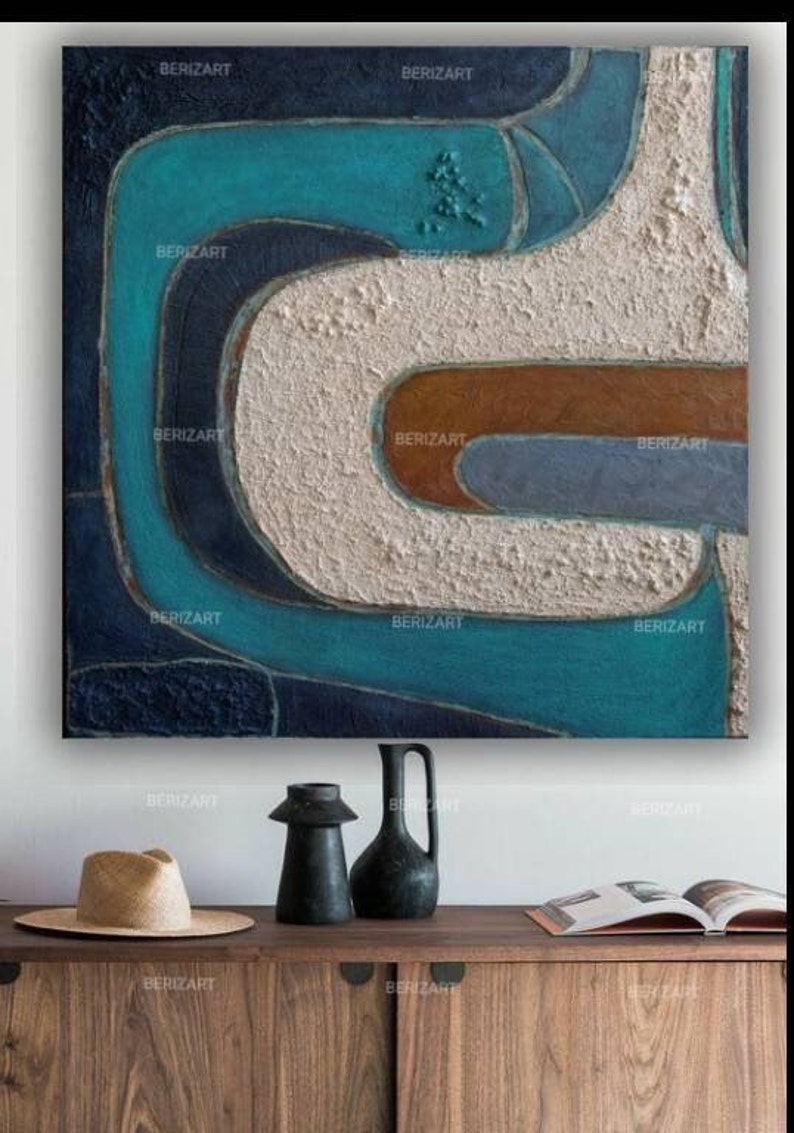 MCM Wall Art Mid Century inspired Painting MCM Abstract Painting Original sculptural Midcentury Modern Wall art Midcentury Shapes Art image 4