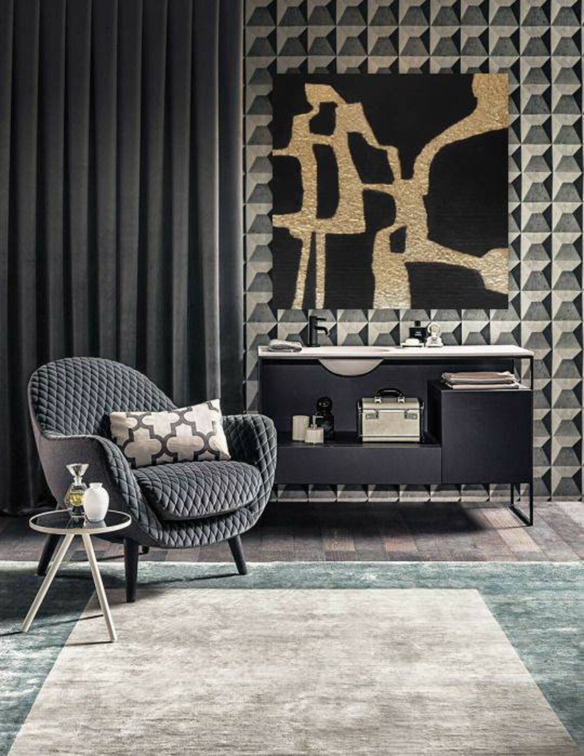 Large Gold Wall Art Black Gold Geometric Canvas Painting Gold Etsy