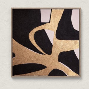 Grande peinture abstraite, feuille d'or, art mural moderne, toile, art mural, art minimaliste, peinture personnalisée, décoration murale originale
