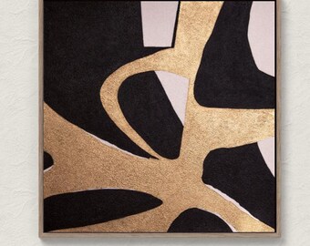 Gold Leaf Abstract Gold White Wall Art Large Abstract Painting Modern ...
