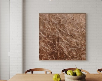 Heavy Texture Copper Canvas: 3D Sculptural Palette Knife Art