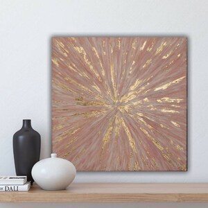 Abstract Gold Leaf Painting Pink Beige Textured Painting on Canvas Gold ...