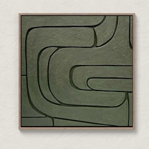 Art mural 3D texturé vert Grande sculpture murale uvre d'art minimaliste Décoration murale de salon