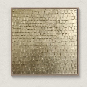 Large Gold Abstract Textured Painting: Handmade Canvas Wall Art