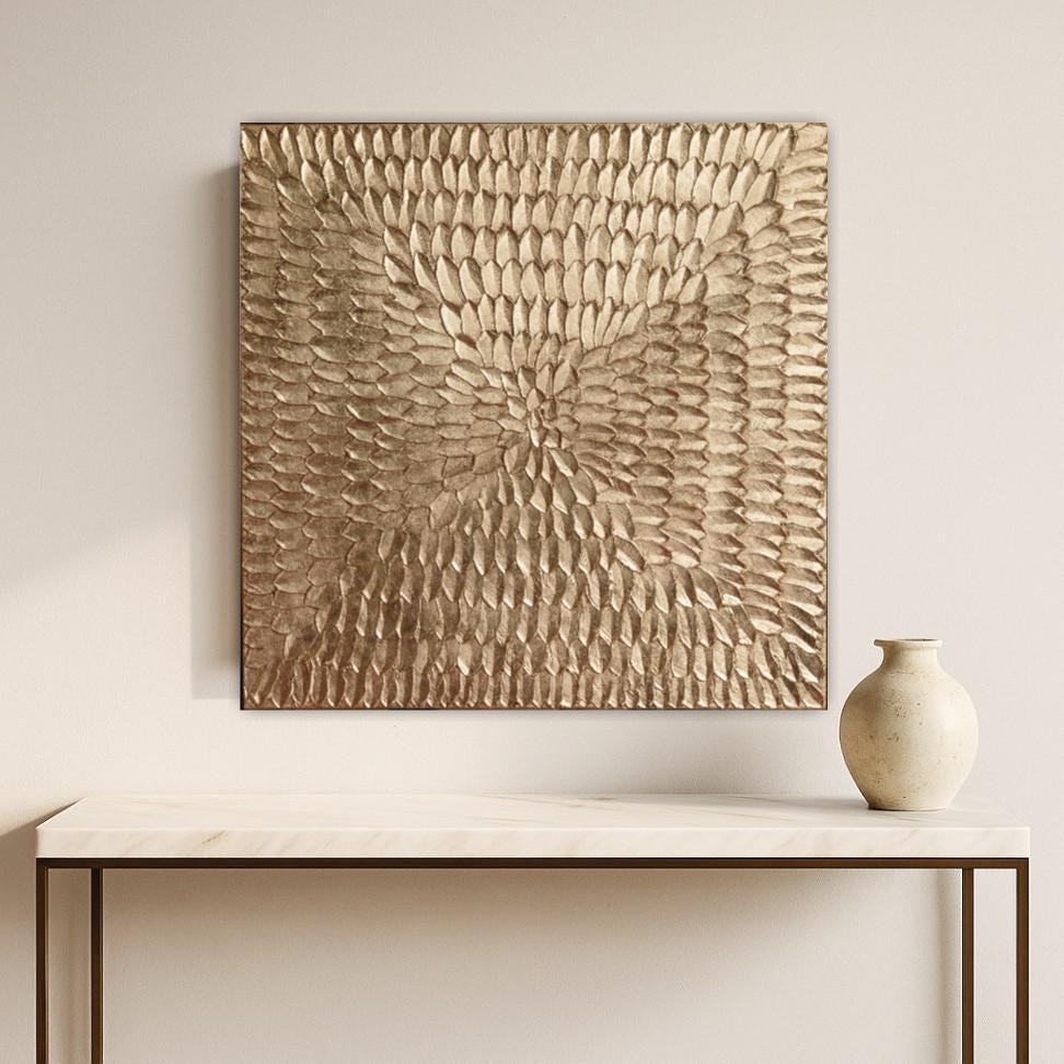 Gold Leaf Wall Art Modern Textured Metallic Painting