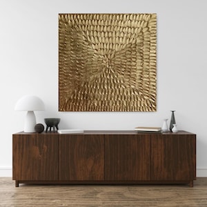 Textured Gold Leaf Abstract Painting Modern Metallic Wall Art
