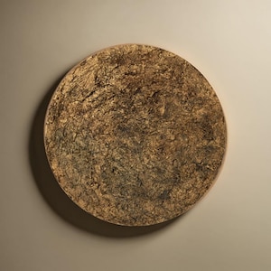 Textured Wabi Sabi Wall Art Brown and Gold Round Canvas Sculpture