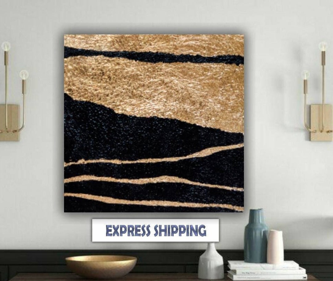 Large Gold Abstract Painting Gold Leaf Art Golden Leaf Etsy