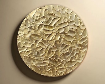 Modern Gold 3D Textured Round Canvas Art