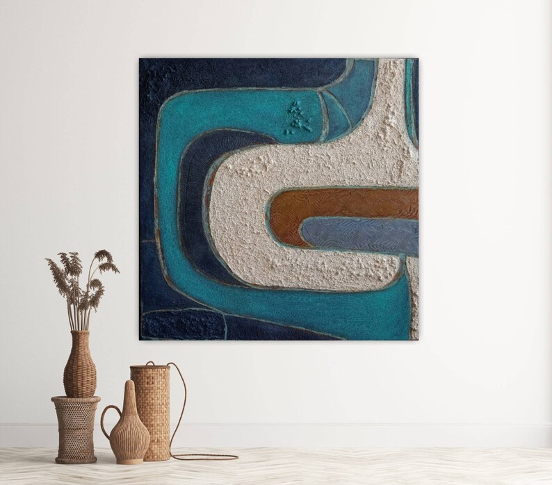 MCM Wall Art Mid Century inspired Painting MCM Abstract Painting Original sculptural Midcentury Modern Wall art Midcentury Shapes Art image 1