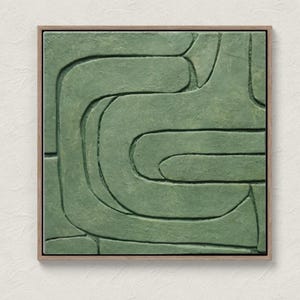 Art mural wabi sabi, vert, art mural texturé 3D, art mural sculptural, art mural en relief, art mural en plâtre