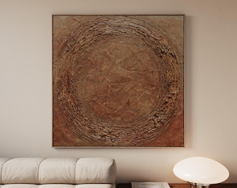 Wabi Sabi Textured Wall Art, Beige Japandi Painting, Large Canvas