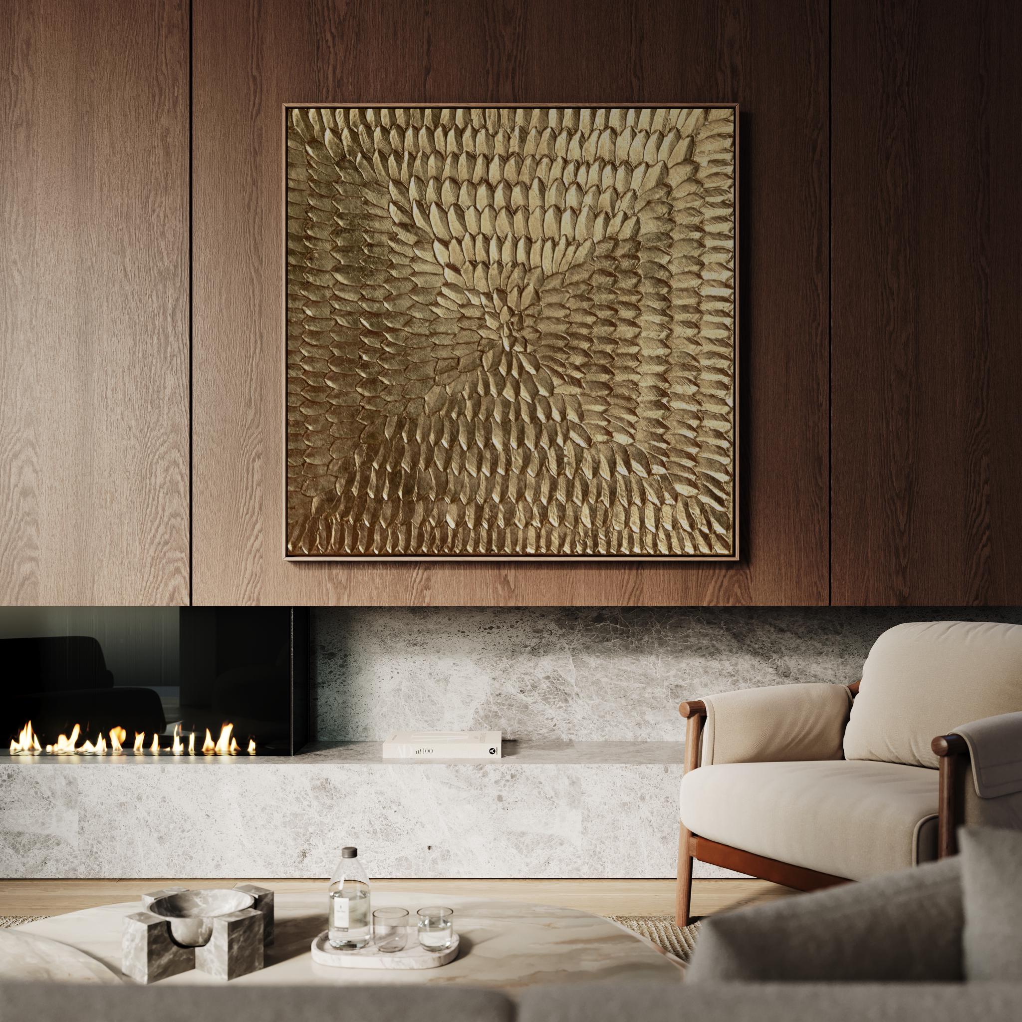 Gold Leaf Wall Art, 3D Textured Metallic Painting - Etsy