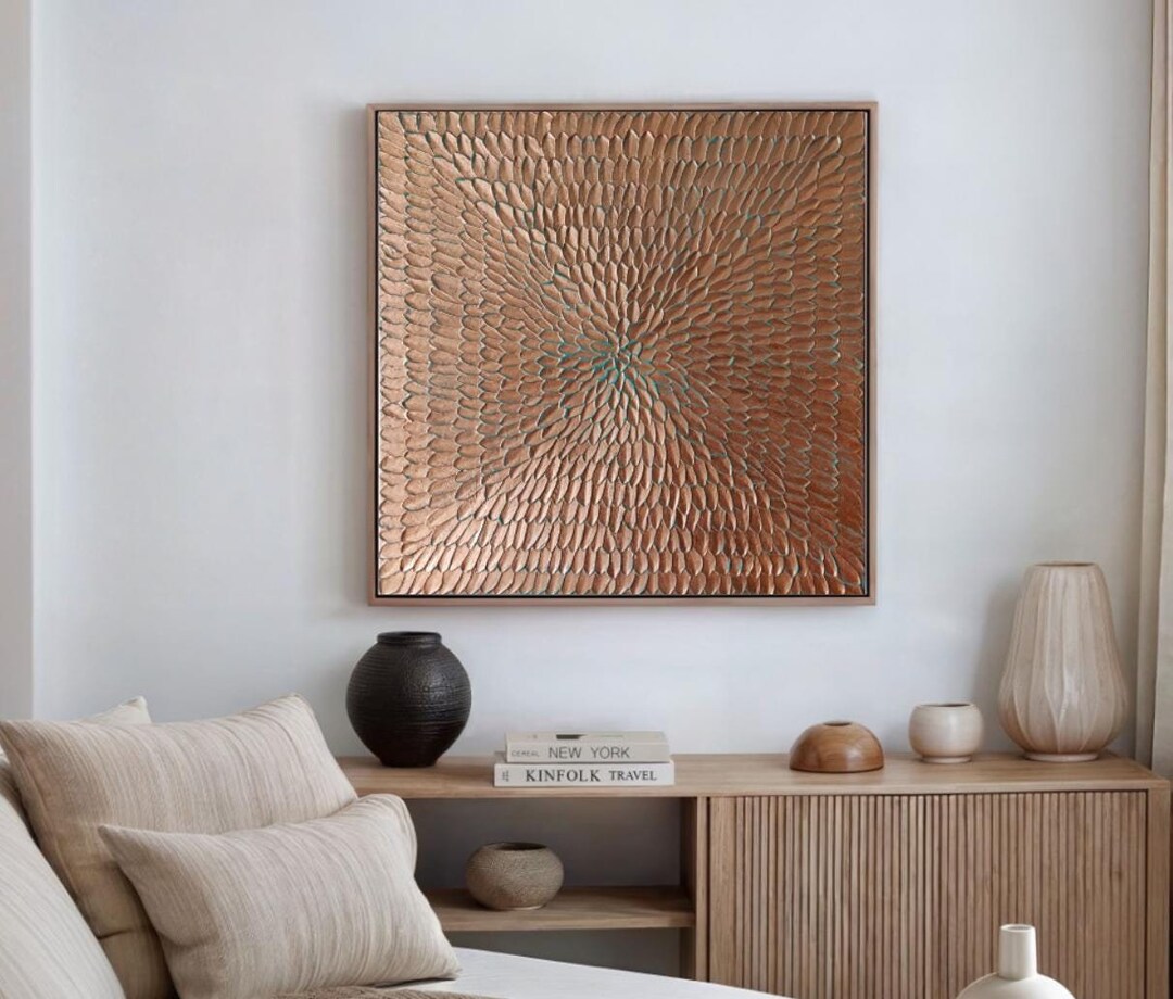 Oversized Copper Leaf Wall Art 3D Textured Canvas Decor - Etsy