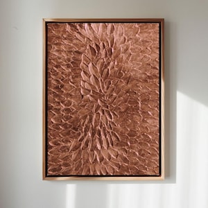 Art mural texturé cuivre, oeuvre d'art faite main, décoration murale 3D moderne en métal sur toile