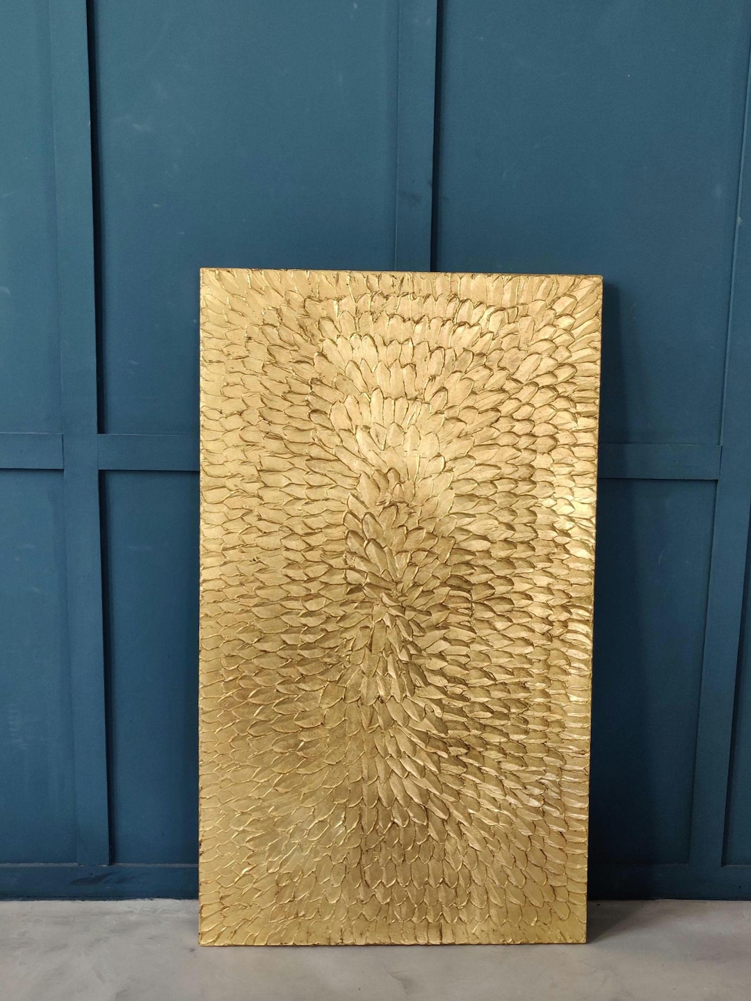 Gold Leaf 3D Textured Wall Art, Handmade Metallic Relief Painting - Etsy