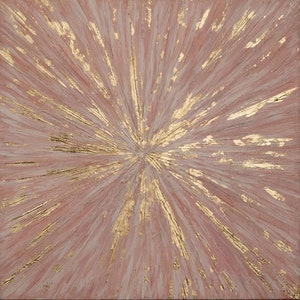 Abstract Gold Leaf Painting Pink Beige Textured Painting on Canvas Gold ...