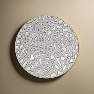 Luxury Circle Wall Art  Modern Silver Metal Textured Painting on Round Canvas  Minimalist 3D Wall Sculpture for Living Room or Entryway
