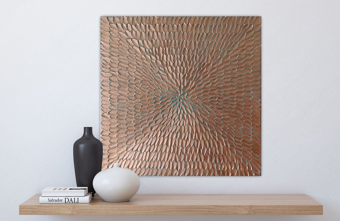 Copper Wall Art Copper Painting on Canvas Copper Leaf Painting Copper ...