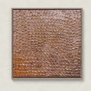 Copper Wall Art Copper Artwork on Canvas Copper Wall Decor Copper Leaf Art Living room wall decor