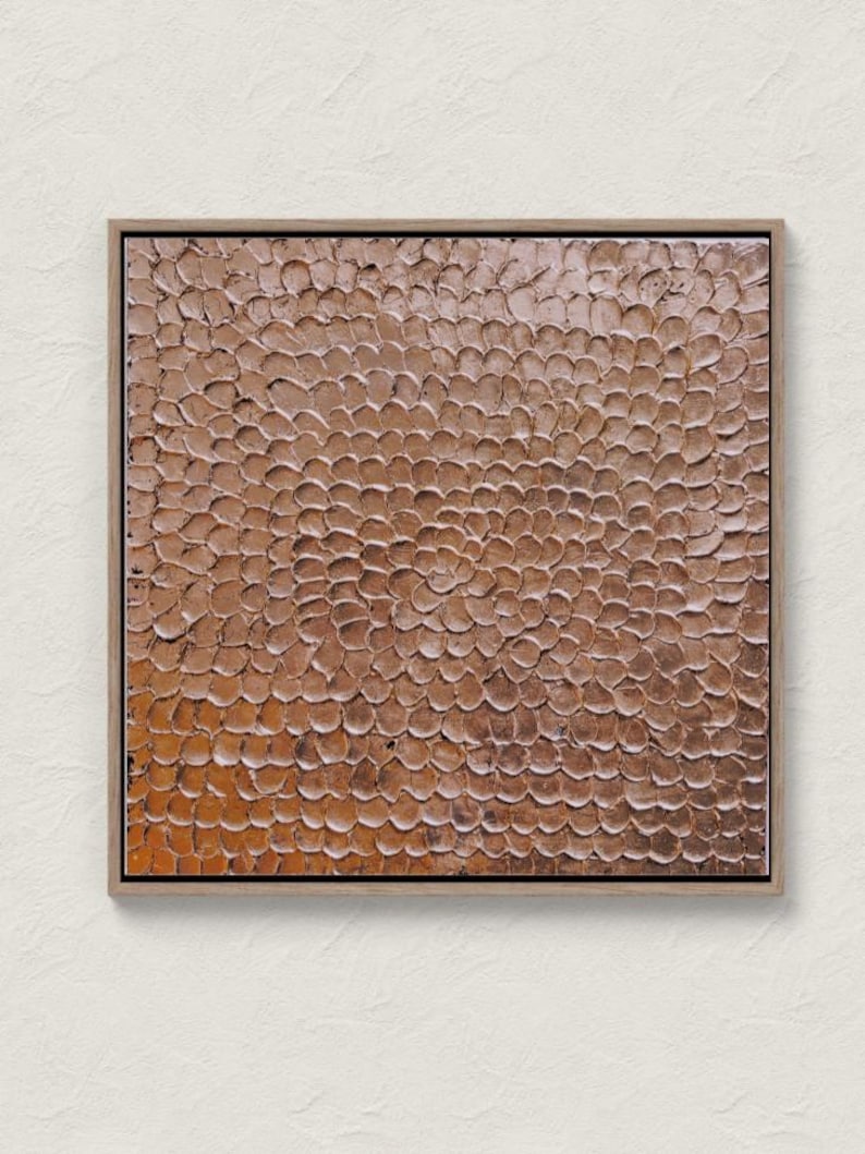 Oversized Copper Wall Art, 3D Textured Organic Canvas, Large Impasto ...