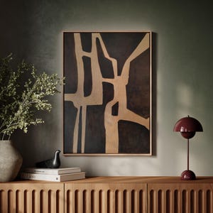 Pintura abstracta texturizada de gran tamaño con arte mural de cobre