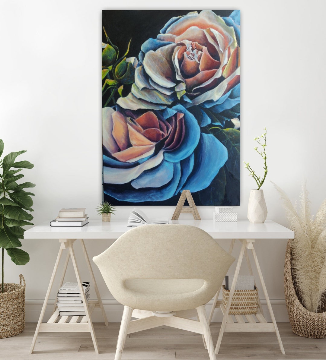 Original Oil Painting Realistic Flowers Painting Canvas Roses - Etsy