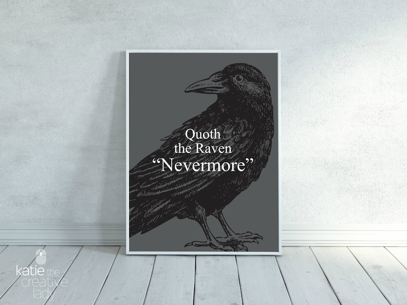 Quoth the Raven Nevermore Edgar Allan Poe Quote Printable | Etsy