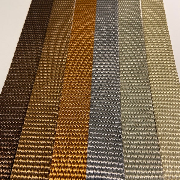 Gurtband / Taschenband / Nylonband PA 25mm breit, 1 - 10 Meter Braun Grau Beige