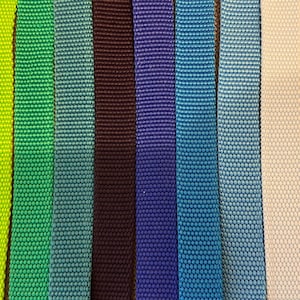 Webbing / pocket strap / nylon strap 20 mm wide, 1 - 10 meters.  Blue, green,