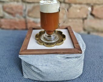 BLANCO BÁSICO - Tamaño S / Bandeja de café Escritorio de regazo Mesa de centro para cama Bandeja ergonómica para tazas Bandeja de té Mesa Bandeja de madera Bandeja para cama Bandeja para desayuno