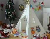 Indian Playhouse Toy Teepee Play Tent for Kid Holiday creative gift for Children Foldable Play Tent Portable Kids Tent Cotton Canvas Teepee