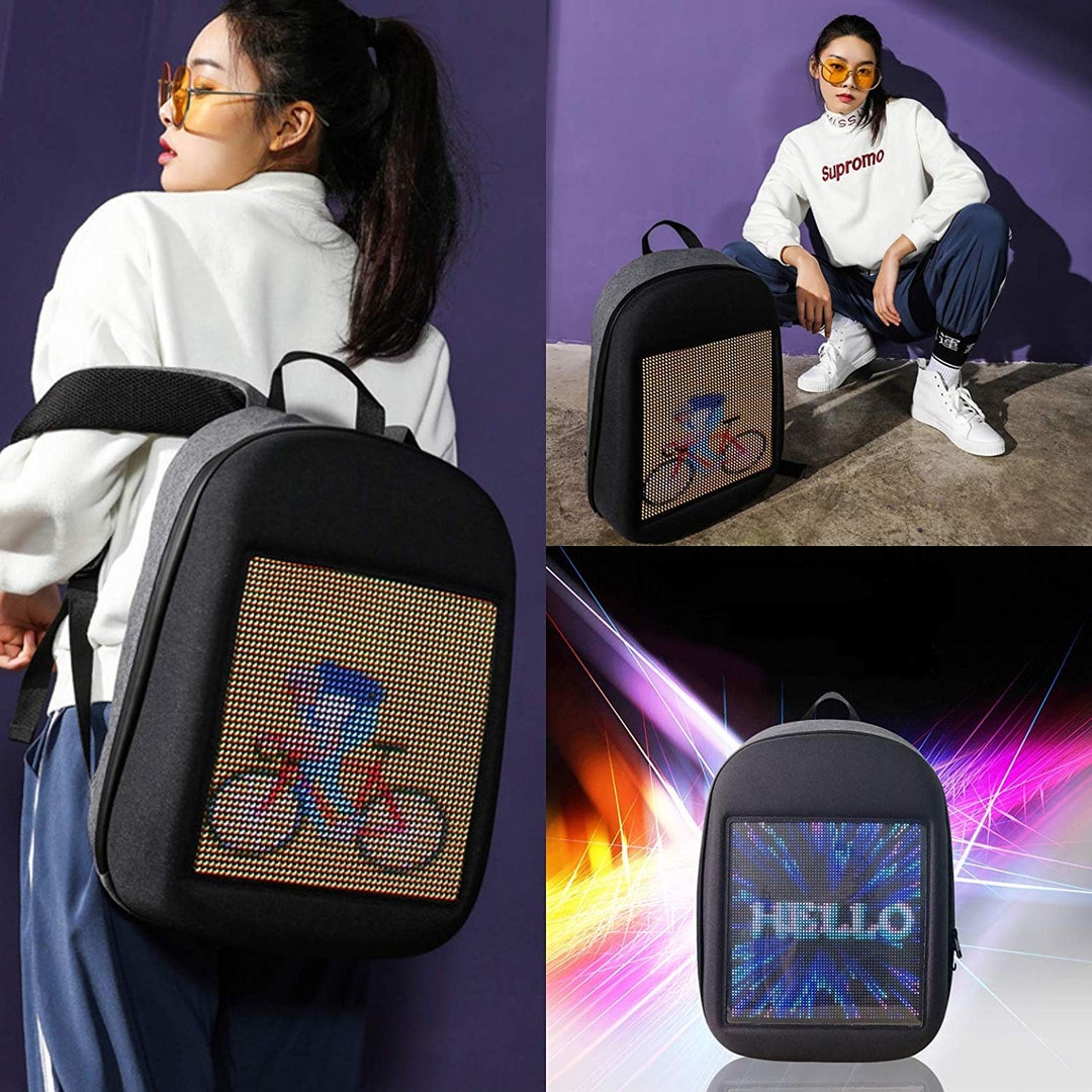 Outdoor LED Display Screen Bag Fashion Mens LED Shoulder Bag Light  Advertising Walking Messenger Bags Backpack For Man Unisex