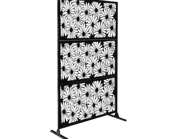 Metal Privacy Screen, Laser Cut Decorative Steel Privacy Panel Metal Fencing, Hanging Room Divider Partitions Panel Screen,48x75inch C010