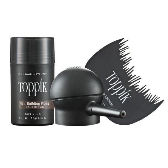 Toppik Hair Building Fibers 12g 0 42oz Medium Brown With Spray Etsy