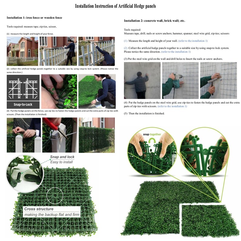Artificial Boxwood Panels Topiary Hedge Plant UV Protected Privacy Screen Outdoor Indoor Use Garden Fence Backyard Home Decor 20x20 12pc