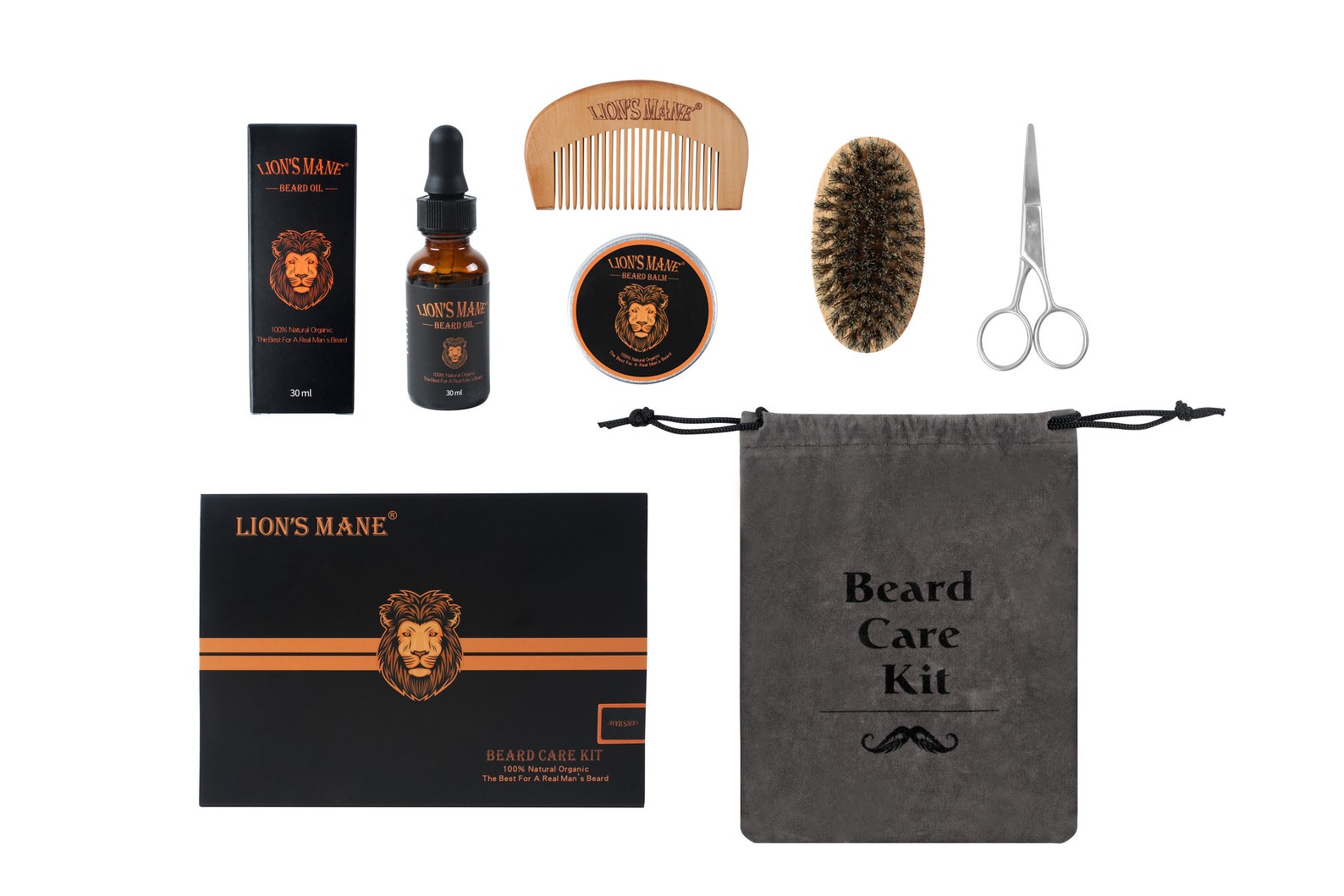 Beard Grooming Kit for Men 100 Organic Unscented Beard Oil Etsy