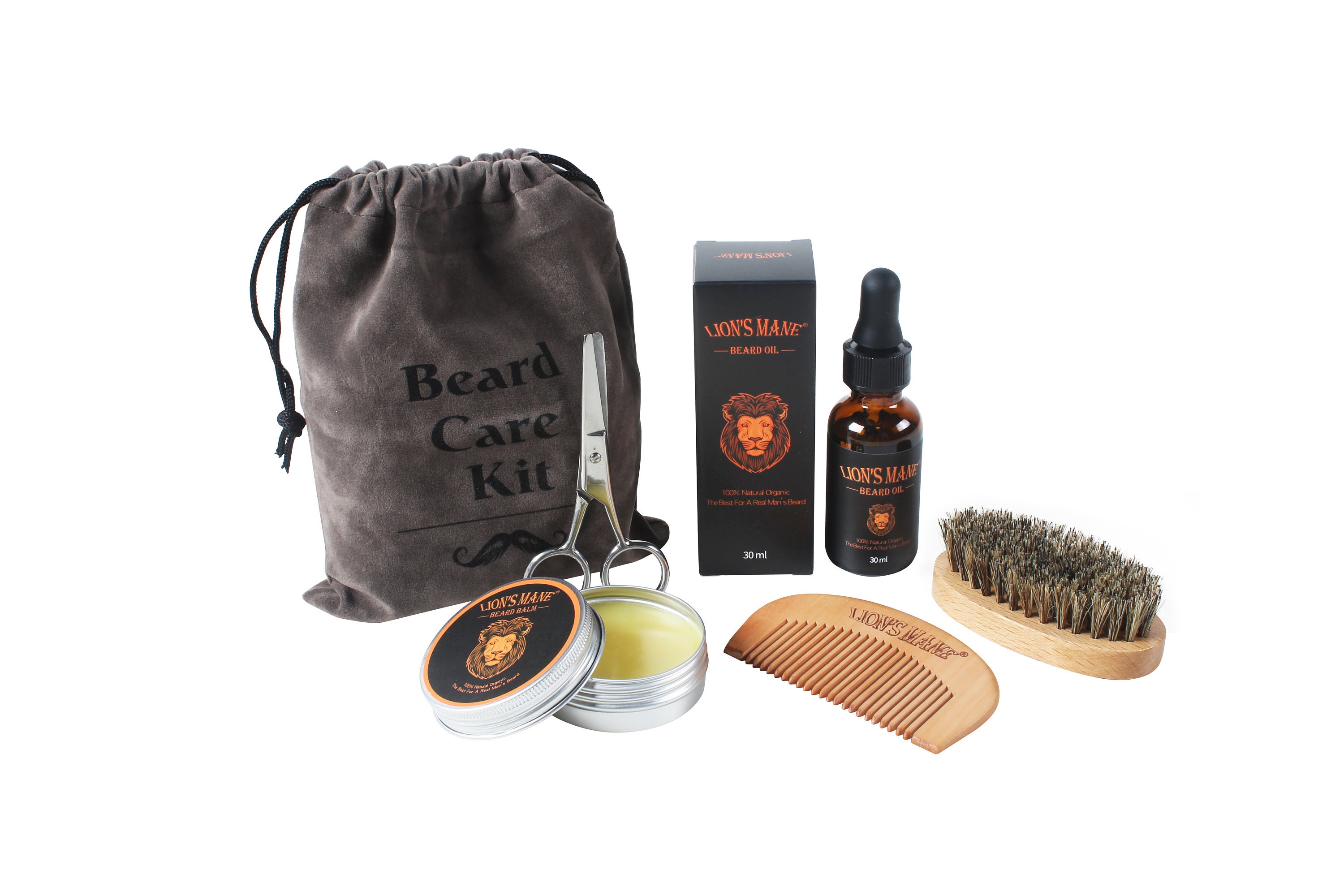 Beard Grooming Kit for Men 100 Organic Unscented Beard Oil Etsy